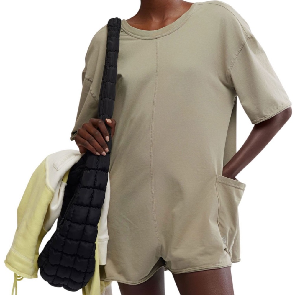 NWT Free People Hot Shot Tee Romper Sage Size Small